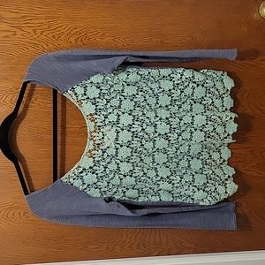 Free People Crop Top Gray Sleeves sz Med